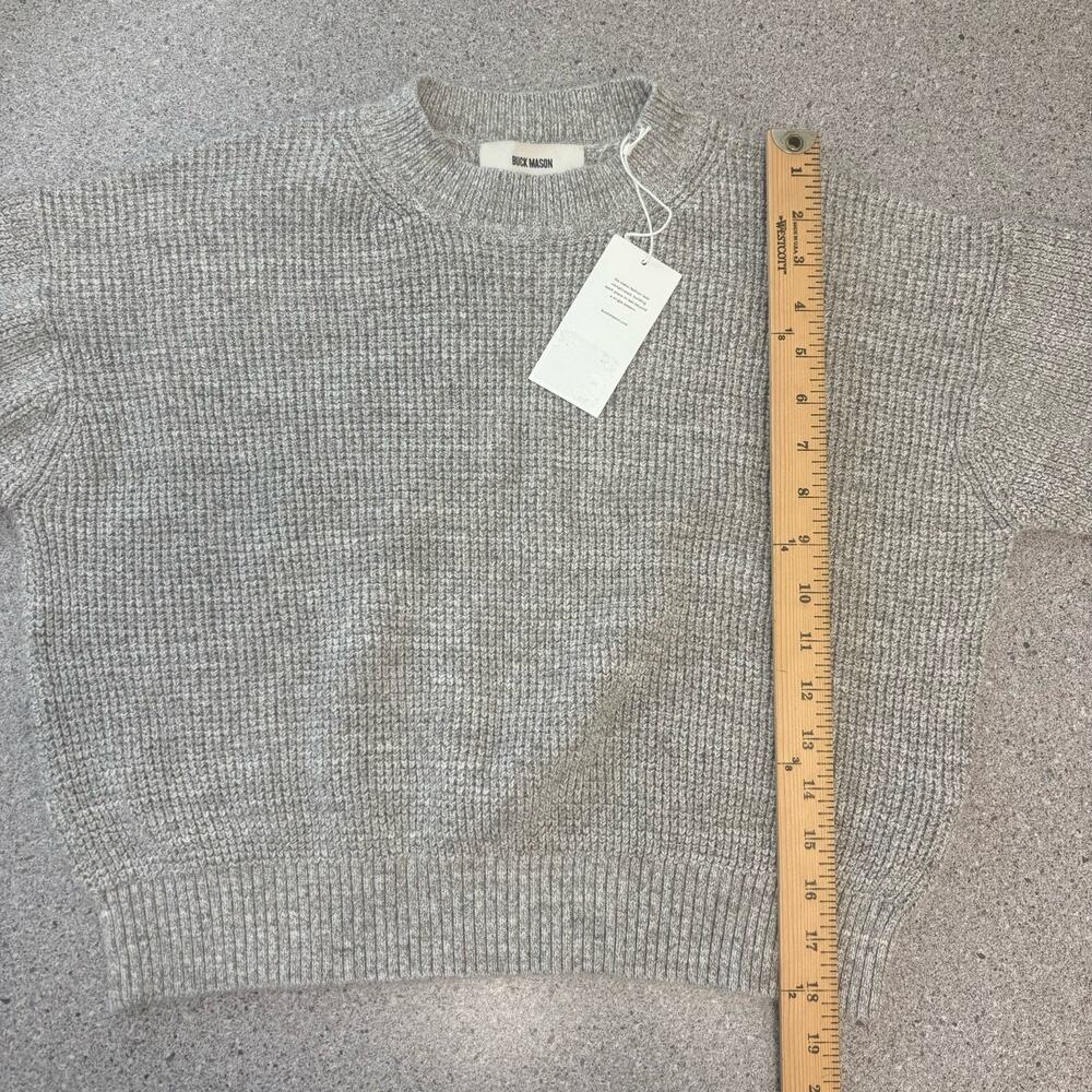 NWT Buck Mason Womens Small Gray Seafarer Cotton Shrunken Crew Sweater Fisherman - Picture 12 of 15